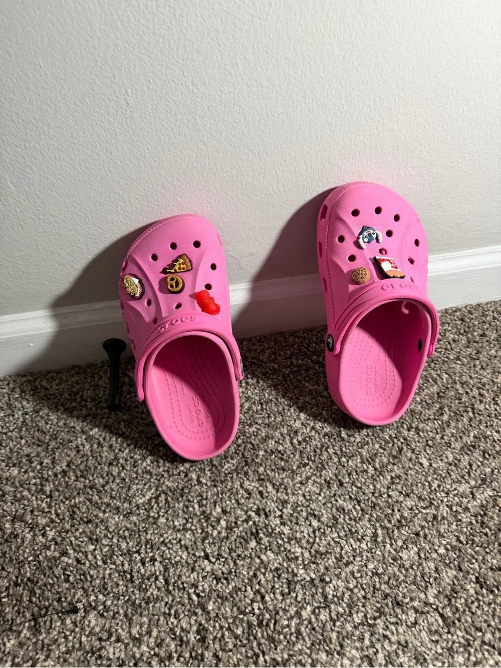 CROCS Kids' Classic Clog in Bright Pink with Jibbitz